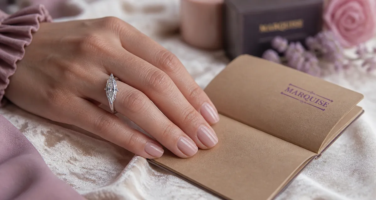 Bague marquise femme en or blanc avec diamant taille marquise
