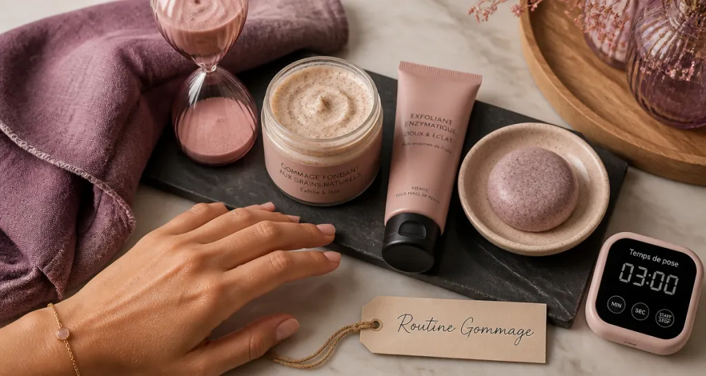 combien de temps laisser un gommage sur le visage, exfoliants et minuteur sur table