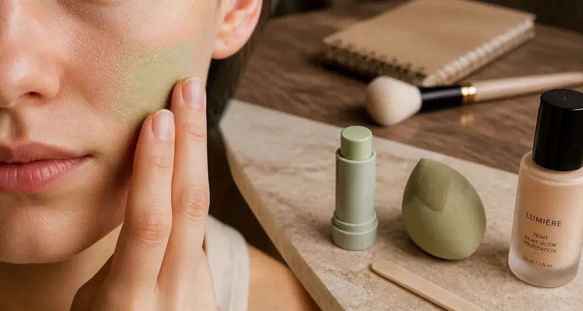 Meilleur correcteur vert pour neutraliser les rougeurs, sans effet masque