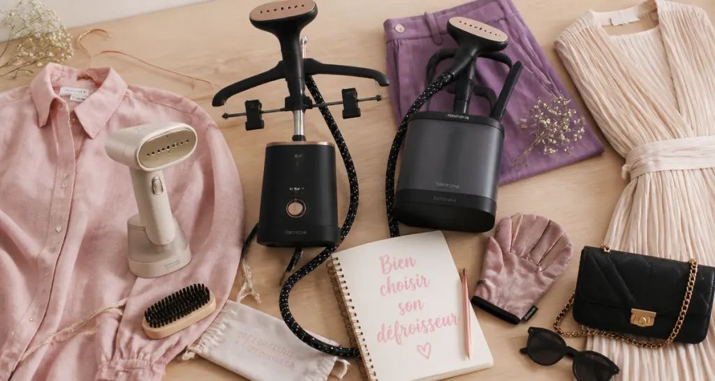 Quel defroisseur choisir trois modeles sur table avec vetements