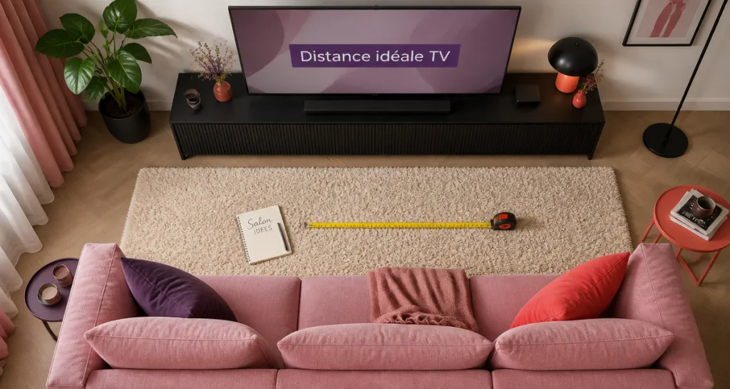quelle distance entre tv et canapé vue salon dessus
