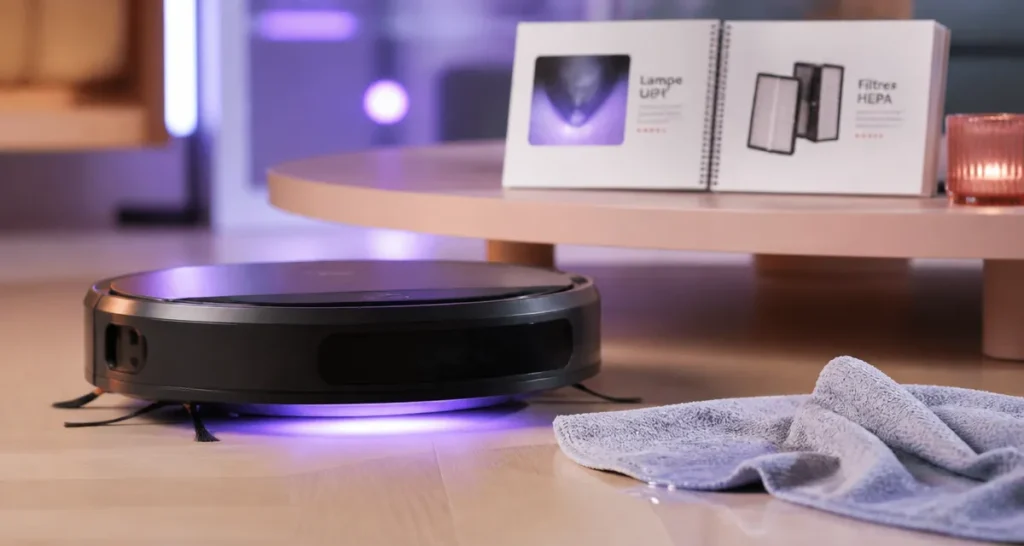 Robot aspirateur Lebon avis : lampe UV et brosse animaux, nettoyage sols