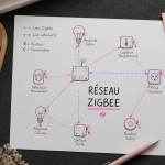 schéma zigbee domotique sur bureau moderne