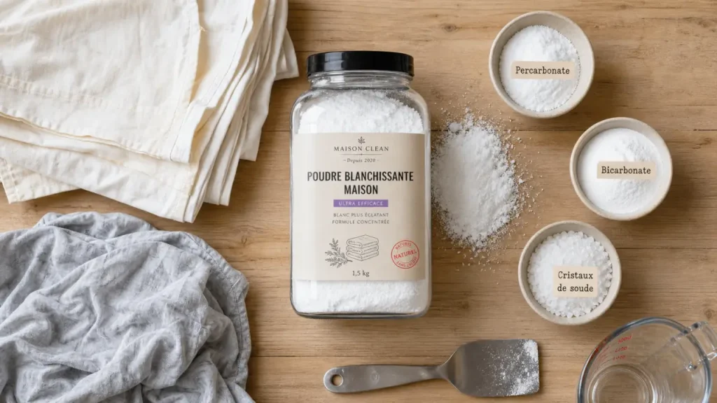 Produit blanchissant pour linge : percarbonate, bicarbonate, cristaux de soude