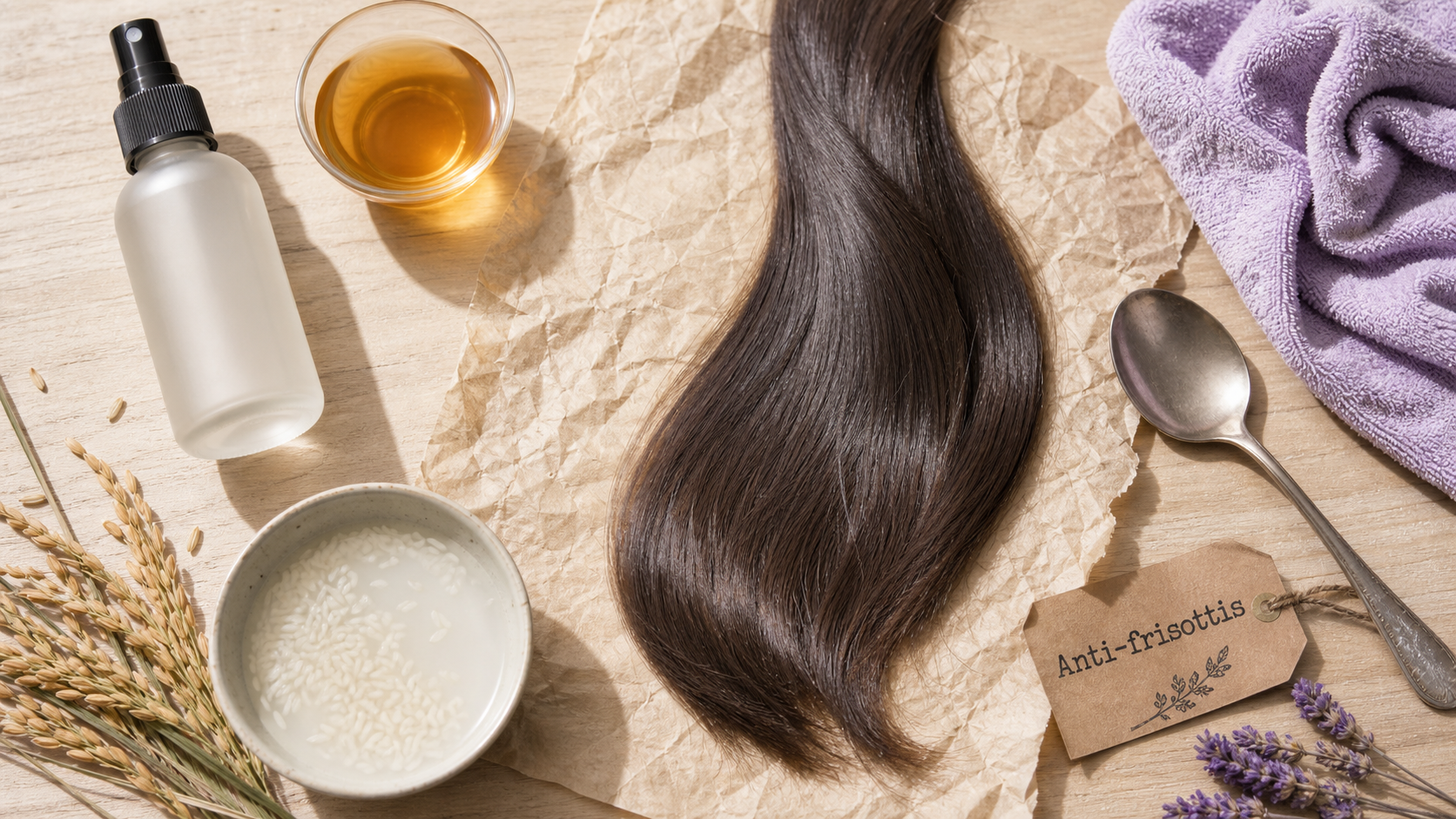 Recette grand-mère anti-frisottis : eau de riz et vinaigre de cidre pour lisser sans effet gras