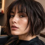 Carré destructuré mi-long : coupe qui apporte du mouvement au visage