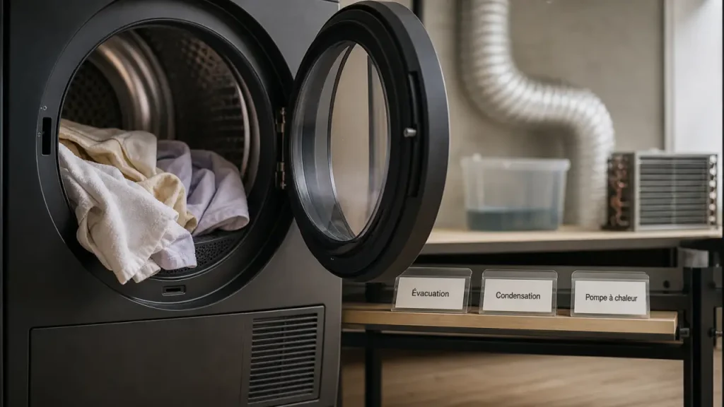 Pompe à chaleur, condensation ou évacuation : ce que change vraiment le fonctionnement d’un sèche-linge