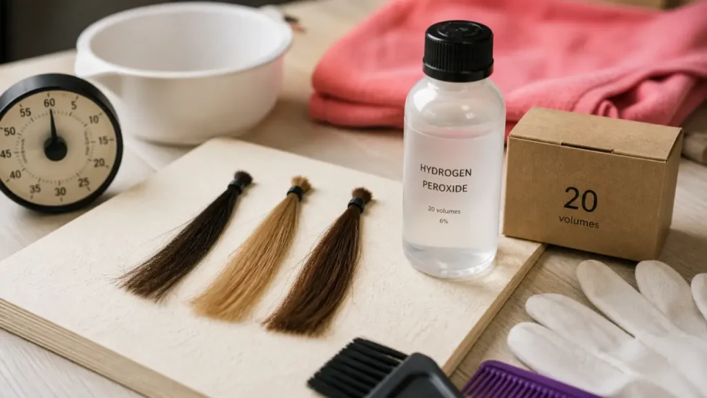 Décoloration à l’eau oxygénée : 20 volumes, test de mèche et erreurs à éviter