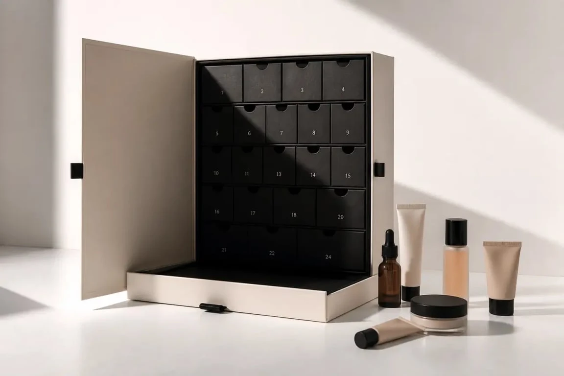 Calendrier sephora favorite en coffret tiroir ouvert avec mini produits beauté