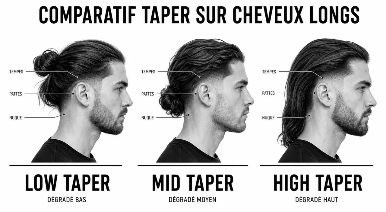 Comparatif taper cheveux longs low mid high sur cheveux longs
