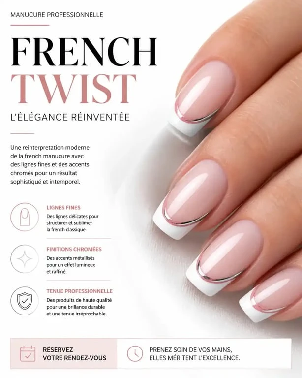 Idée ongle semi permanent style french twist moderne