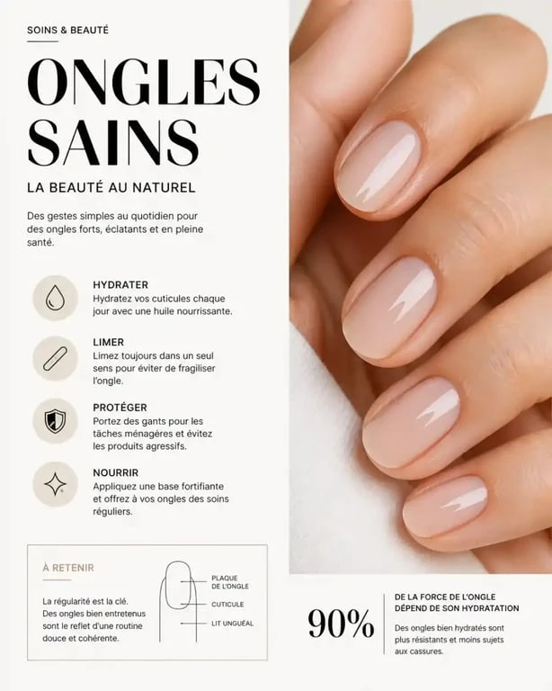 Idée ongle semi permanent style clean girl nude brillant