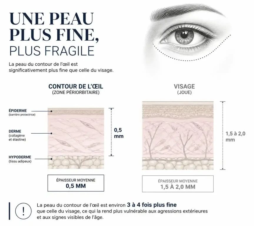 Schéma anatomique de la fragilité du contour des yeux