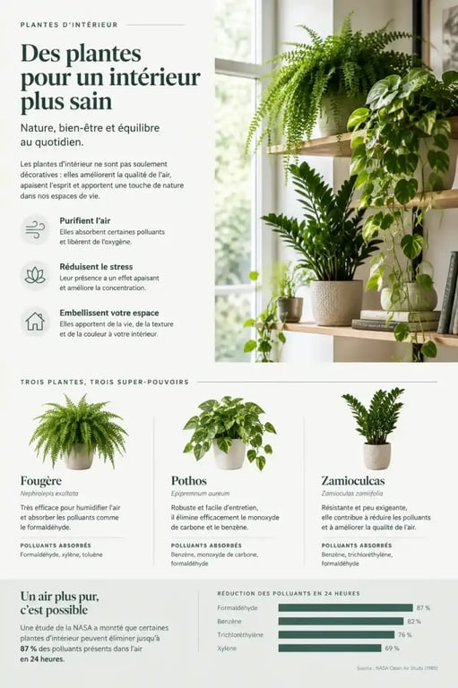 Mur végétal et pots de plantes superposés pour intégrer des éléments naturels dans la décoration intérieure