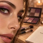 Yeux marron vert quel maquillage : maquillage prune et champagne