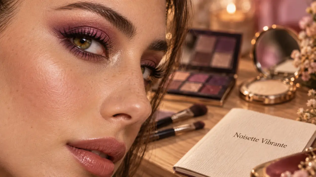 Yeux marron vert quel maquillage : maquillage prune et champagne
