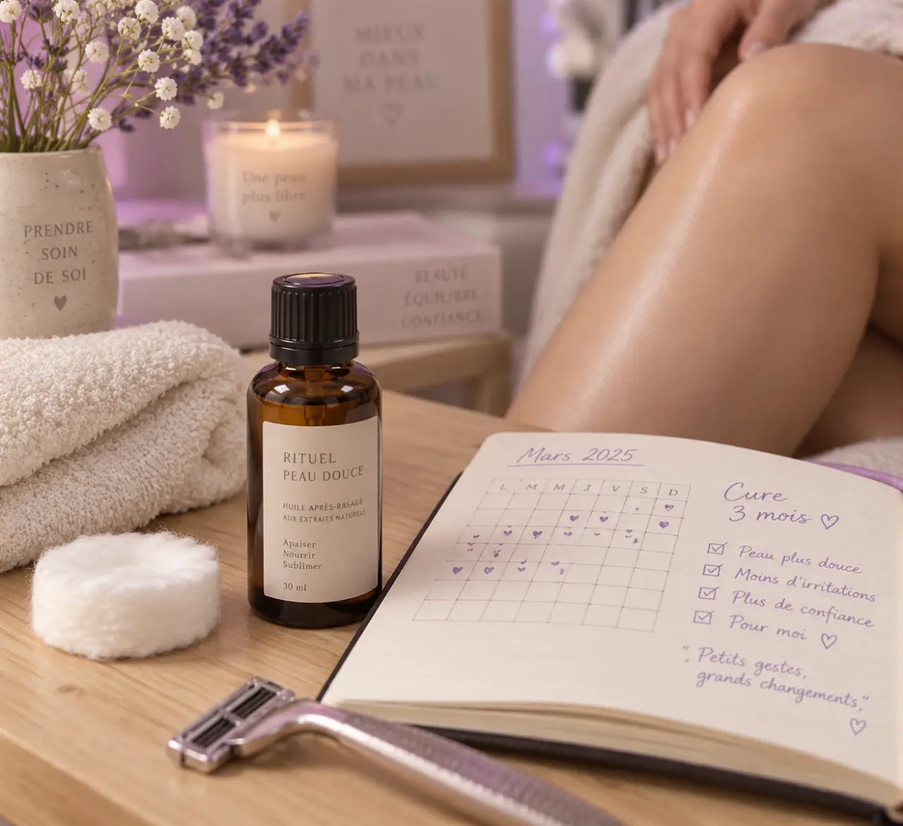 layli huile anti poils avis : cure 3 mois sur peau rasée